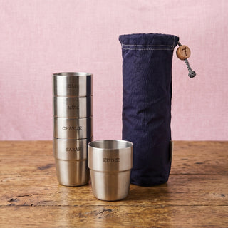 Expedition Cup Set - Stacking, Insulated Stainless Steel Cups with Oilskin Bag