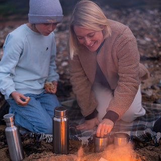 Expedition Cup Set - Stacking, Insulated Stainless Steel Cups with Oilskin Bag