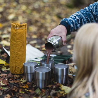 Expedition Cup Set - Stacking, Insulated Stainless Steel Cups with Oilskin Bag