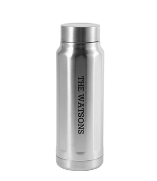 Stainless steel flask engraved with THE WATSONS