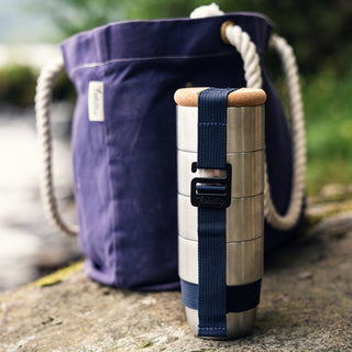 Wanderer Cup Set - Stacking Insulated Stainless Steel Cups with Cork Lid & Adjustable Strap