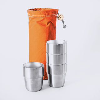 Expedition Cup Set – 4 cups in the Terracotta Waxed Cotton Storage Bag