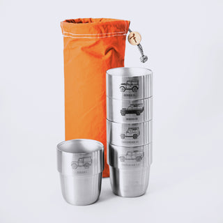 Land Rover Cup Collection – 5 cups in the Terracotta Waxed Cotton Storage Bag