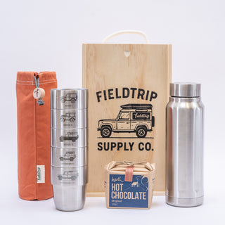 Land Rover Cups & Flask Gift Set with the Terracotta Waxed Cotton Storage Bag