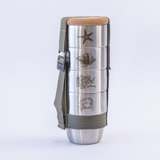 Rockpool Cup Set – 4 cups with the Khaki Strap & Cork Lid