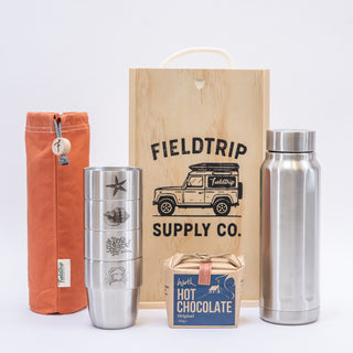 Rockpool Cups & Flask Gift Set with the Terracotta Waxed Cotton Storage Bag